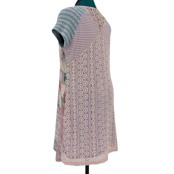 smash! Pink and Blue Mixed Patterns and Textures Short Sleeved Dress, XL - Picture 7 of 16